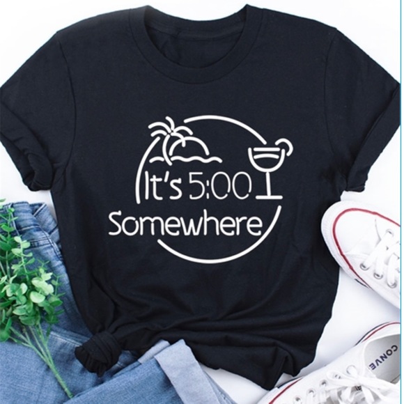 IT'S 5:00 SOMEWHERE,COCKTAIL,PALMTREES TOP - Picture 2 of 2